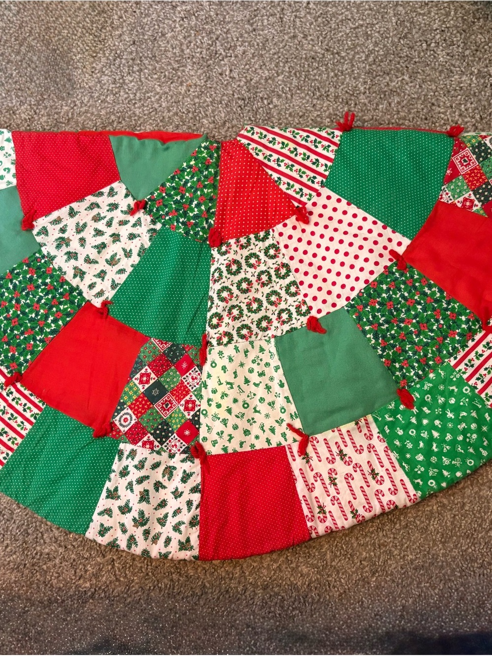 Vintage Patchwork Red & Green Holiday Skirt